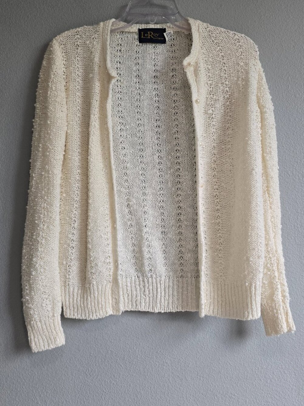 Vintage Leroy Knitwear White Cardigan Size S